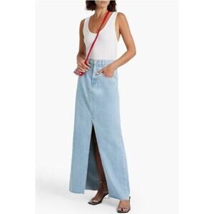 Slvrlake Dallas Maxi Skirt Women's 29 Blue Denim Medium Wash Front Slit Boho NWT